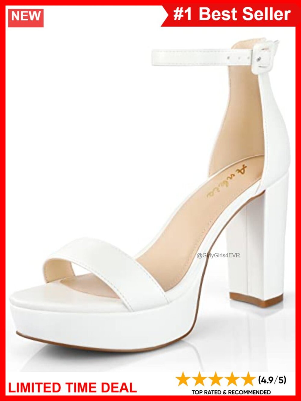 Chunky Platform Heeled Sandals 4 Inch Block Heels with Memory Foam & Arch
